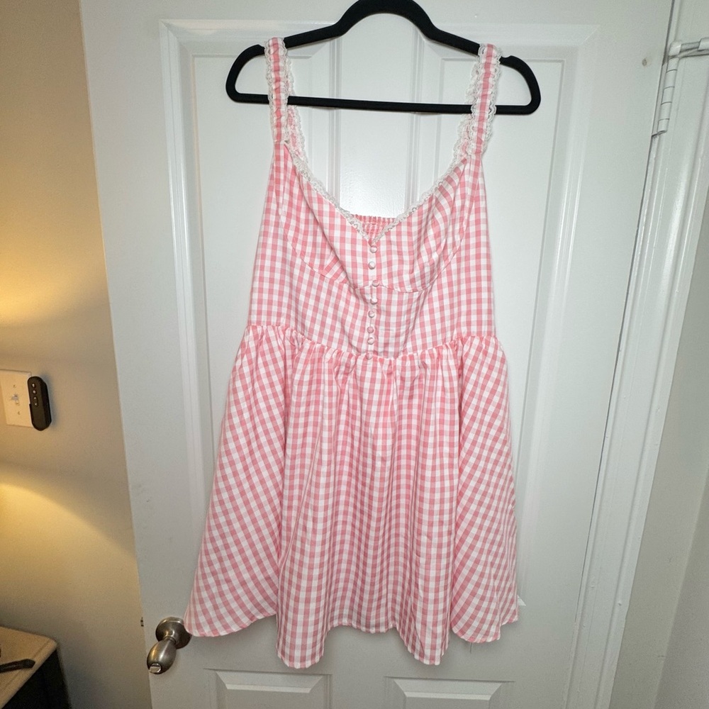 Pink Gingham Sleeveless Dress